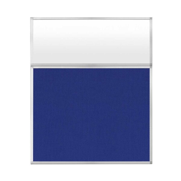 Hush Panel Configurable Cubicle Partition 5' x 6' W/ Window Royal Blue Fabric Frosted Window